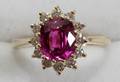 051065 14K GOLD 22CT PINK SAPPHIRE  DIAMOND RING