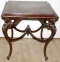 051057 HANDCARVED MAHOGANY PARLOR TABLE H28 W29