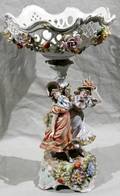 051049 DRESDEN PORCELAIN COMPOTE WFIGURES IN RELIEF