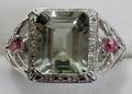 050040 PINK  GREEN AMETHYST DIAMOND  GOLD RING