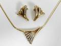 050054 18K YELLOW GOLD  DIAMOND NECKLACE  EARRINGS