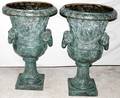 042018 BRONZE GARDEN URNS PAIR H39 DIA24