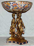 122095 IMARI PORCELAINDOR BRONZE CENTERPIECE