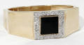 102065 GOLD W ONYX  DIAMOND OCTAGONAL CUFF BRACELET