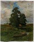 122071 DELANCEY GILL OIL ON CANVAS SUMMER LANDSCAPE