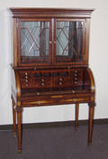 122068 HEPPLEWHITE STYLE MAHOGANY ROLL TOP SECRETARY