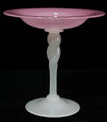 121073 STEUBEN ROSALINE  ALABASTER GLASS COMPOTE