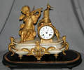 102091 FRENCH BRONZE  ONYX MANTEL CLOCK