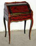 11090 LOUIS XV STYLE TOOLED RED  BLACK LEATHER DESK