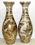 12090 MONUMENTAL SATSUMA PORCELAIN PALACE VASES