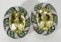 10063 1288 CT LEMON QUARTZ DIAMOND  GOLD EARRINGS