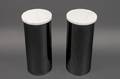 Pair of Metal  Marble Cylindrical Drum Pedestals