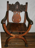 120091 DAMASCUS STYLE HAND CARVED ARM CHAIR 19 TH C