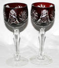 110101 RUBYOVERLAY CRYSTAL WINE GOBLETS
