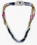 102160 VARIEGATED COLORED SAPPHIRE BEAD NECKLACE
