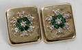 102152 GOLD  EMERALD FRENCH BACK EARRINGS