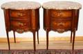 092071 LOUIS XV STYLE WALNUT MARBLE TOP COMMODES