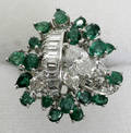 12107 2 CTS EMERALD  25 CTS DIAMOND RING C1930