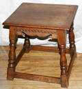 10110 ENGLAND OAK CARVED TABLE PEGGED H 18 SQ18