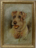 121204 HIRSCH OIL ON CANVAS PORTRAIT OF A DOG 1935