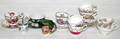 110149 ENGLISH PORCELAIN TEA CUPS  SAUCERS CODDLERS