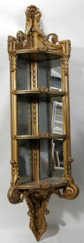 102212 GILT WOOD  GESSO CORNER MIRRORED TAGRE