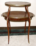 101215 LOUIS XV STYLE MAHOGANY TABLE W MARBLE TOP