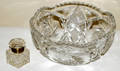 101210 BRILLIANT PERIOD DEEP CUT GLASS BOWL  INKWELL