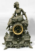 101169 FRENCH SPELTER CLOCK ON FOOTED BASE