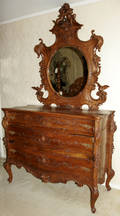 092064 CARVED WALNUT DRESSER  MIRROR