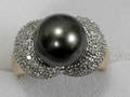 090117 TAHITIAN PEARL DIAMOND  YELLOW GOLD RING
