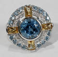 090116 BLUE TOPAZ CITRINE DIAMOND  WHITE GOLD RING