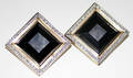 12148 ONYX DIAMOND  GOLD SQUARE CUT CLIP EARRINGS