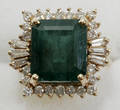 12145 14KT YELLOW GOLD EMERALD  DIAMOND RING