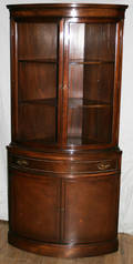 11193 MAHOGANY  GLASS CORNER CABINET H 72 W 24