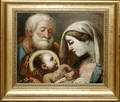10133 OIL ON CANVAS ANTIQUE 15x16 HOLY FAMILY