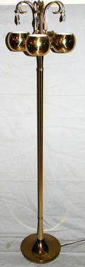 10126 BRASS  CRYSTAL FLOOR LAMP C1950 H 61