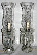 10125 CUT CRYSTAL HURRICANE LAMPS ELECTRIFIED H 20
