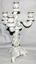 10143 GERMAN PORCELAIN CANDELABRA FLORAL IN RELIEF