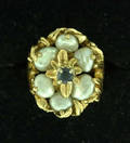 122204 14K GOLD SAPPHIRE  BAROQUE PEARL LADYS RING