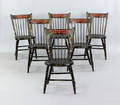 Pristine set of six Pennsylvania painted plank seat chairs mid 19th c
