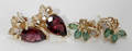 101246 EMERALD  DIAMOND  GOLD  GARNET EARRINGS