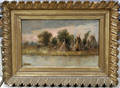 092118 OIL ON ACADEMY BOARD INDIAN ENCAMPMENT
