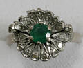090163 EMERALD DIAMOND  WHITE GOLD RING