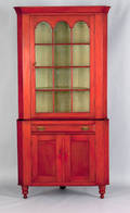 Pennsylvania cherry 2part corner cupboard ca 1825