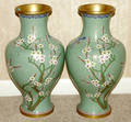 11213 CHINESE CLOISONN URNS PAIR H 15