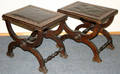 10204 CURULE STYLE WALNUT BENCHES H 18 L 185