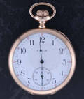 122255 ELGIN OPEN FACE 14KT GOLD FILLED POCKET WATCH