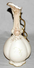 121280 HAND PAINTED BISQUE EWER W ENAMEL ACCENTS