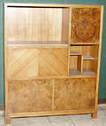 121257 GERMAN WALNUT  BURLED WALNUT CABINET 20TH C